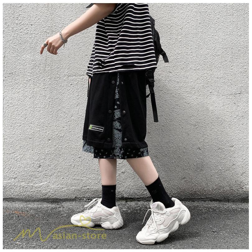 ハーフパンツ ショート | ハーフパンツ メンズ ショート丈 新作 夏コーデ おしゃれ 重ね着 レイヤード風 白 黒 日常感 カジュアル 運動着 ワイドパンツ ゆったり スウェットパンツ 着回し