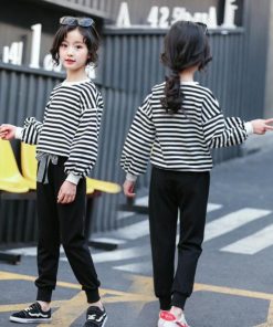 （子供）その他 | 長袖Ｔシャツ 女の子 秋 トップス セットアップ シンプル カットソー ボーダー柄 綿 おしゃれ 子供服 キッズ 洋服