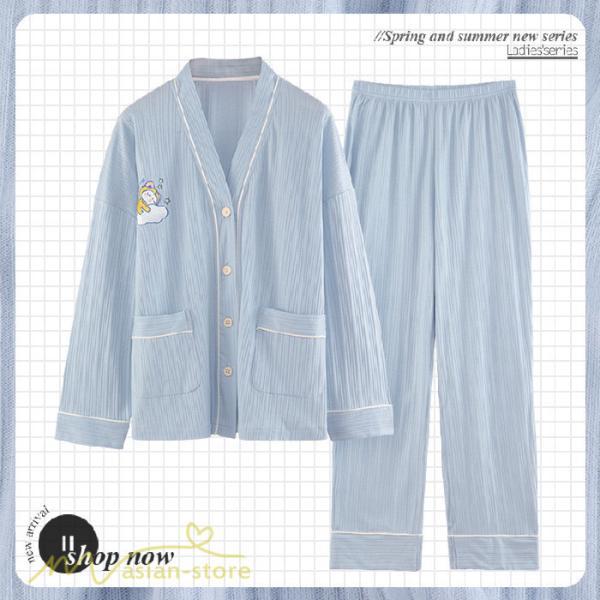 パジャマ ルームウェア | パジャマ ルームウェア レディース 春夏秋 長袖 綿ルームウェア 大きいサイズ 上下セット きれいめ 可愛い セットアップ 部屋着 トレンド 寝巻き 韓国風 女性着
