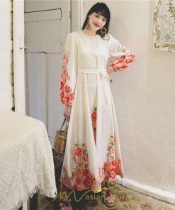 マキシ | ワンピース 長袖 夏 秋 レディース シフォン きれいめ ロング リゾート 体型カバー イベント デート 女子会 エスニック風 旅行 楽ちん 外出 ジャーニー