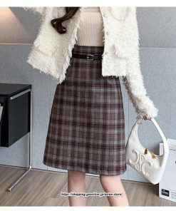 スカート | ミモレ丈 ひざ丈 レディース チェック柄 体型カバー 着痩せ Aライン ハイウエスト 上品 2022新作 通勤 秋冬コーデ オシャレ 韓国風 キレイめ