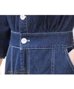 デニムワンピース | レディース デニム ワンピース マーメイド 長袖 秋 5分袖 カジュアル シャツワンピース カジュアル ロング丈 レトロ風 ポケット 着痩せ