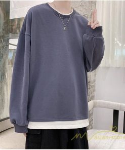 Tシャツ | ロングT メンズ 長袖 秋物 フェイク 切り替え レイヤード 重ね着風 20代30代 無地 カジュアル トレーナー 通学通勤 40代50代 カットソー