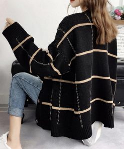 ニット・セーター | ニットカーディガン BIGチェック柄 韓国風