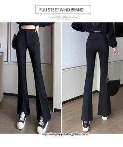 チノ・テーパード・ジョガー・スキニーパン | フレアパンツ レディース ハイウエスト センターシーム 韓国ファッション オフィス カジュアル 通勤 シンプル デイリー 春 秋 韓国 送料無料 冬 スリット