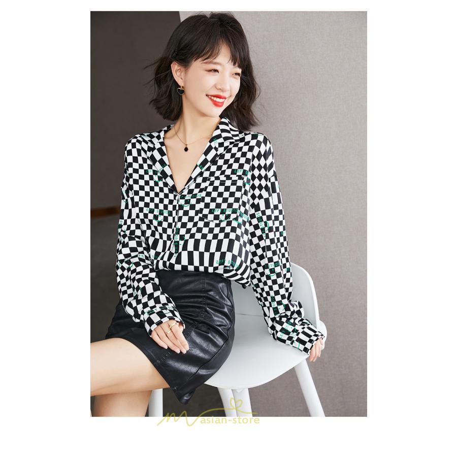 シャツ・ブラウス | ブラウス レディース 長袖 50代 シャツ トップス シフォン チェック柄 きれい 40代 30代 20代 カジュアル お出かけ 食事会 デート お出かけ 女子会 通勤