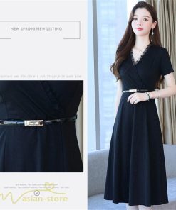 ミディアム | Aラインワンピース ワンピース レディース 着痩せ 無地 半袖 Vネック ひざ丈 ミディアムワンピース カジュアル おしゃれ 30代 20代 上品 大きいサイズ 40代