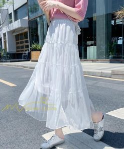 スカート | レディース チュール春夏 コーデ ウエストゴム ロングフレア着痩せ 通勤 カジュアル ドッキング プリーツ通学