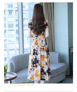ミディアム | Aラインワンピース レディース 着痩せ 花柄 30代 40代 サマーワンピース ひざ下丈 ワンピース フレア きれいめ 大きいサイズ 上品 ポケット付き プリント 夏