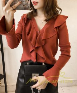 在庫ある | 短納期ニットインナーレディーストップス ニットブラウス フレアファッション フォーマルオフィスビジネスカジュアルブラウス 薄手 通学通勤 可愛い 着痩せ OL