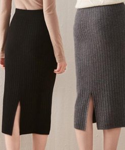 スカート | ニットタイトリブニット セクシー スリット レディース オフィス 膝丈 ミモレ丈 ロングストレッチ 柔らか シルエット 秋冬 大人