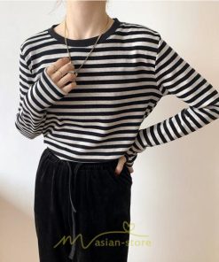 tシャツ・カットソー | 春物 レディース Tシャツ カットソー 長袖 トップス 綿 ボーダー シンプル プルオーバー リブ 柔らか 美ライン スリム ストレッチ 丸ネック 微伸縮 20代30代