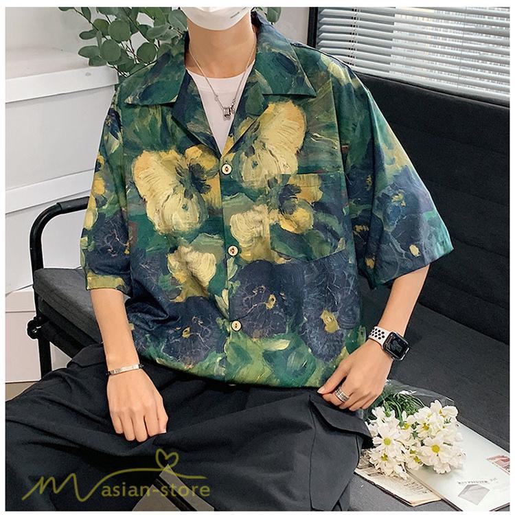 シャツ | ライトアウター メンズ メンズサマープリント カッコウイイ 夏服 新作 カジュアル レトロ風 上品 ワイドゆったり 大きいサイズ