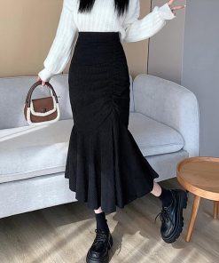 ロングスカート | マーメイドスカート秋冬 ロングスカート黒