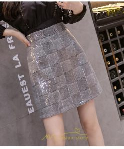 スカート | レディース ミニショット丈 キラキラ インナーパンツ付き ハイウエスト 着痩せ オシャレ 韓国ファッション 20代30代40代50代 2022 秋冬