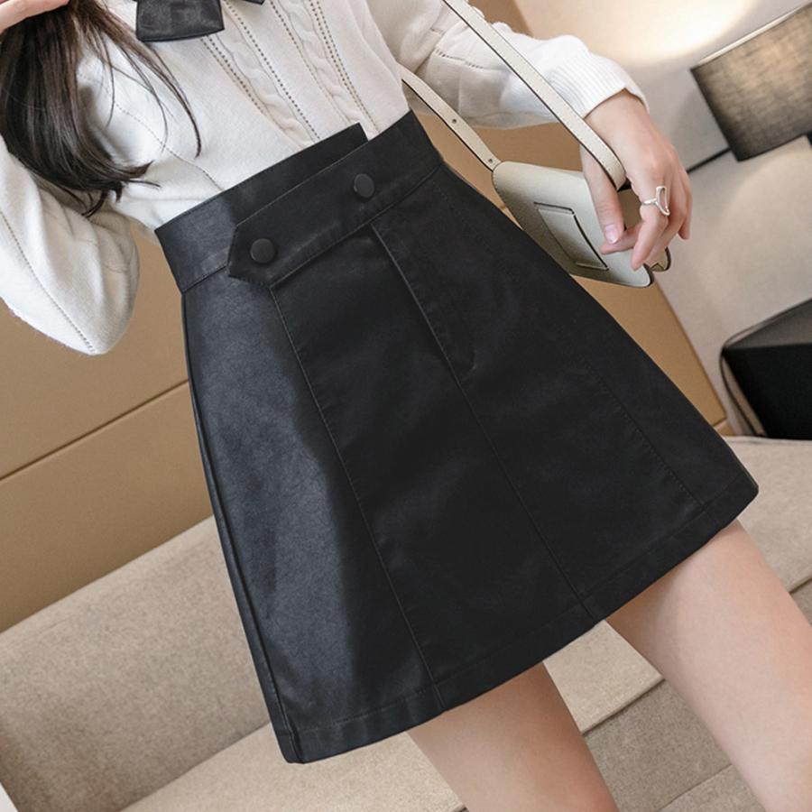 ミニスカート | PUレザー ハイウエスト