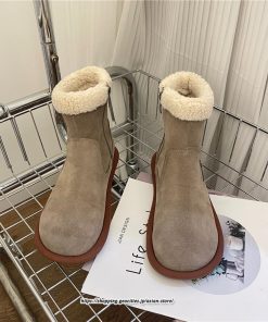 ブーツ | ムートンレディース ショートムートン 靴 防寒 冬物 フラットヒール 痛くない 防滑 ふわふわ もこもこ 履きやすい 歩きやすい 暖かい