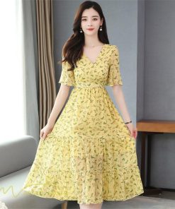 ミディアム | ワンピース Aライン レディース 着痩せ 上品 カジュアル Vネック カジュアル 春 夏 花柄 きれいめサマー ワンピース 通勤 通学 ソフト 膝丈 大人 お出かけ