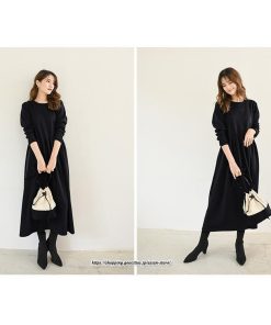 マキシ | ワンピース レディース ウエスト切替 スウェット素材 ロングワンピース タック入 L XL XXL シンプル カジュアル キレイめ 40代 通勤 オシャレ 50代 30代 20代