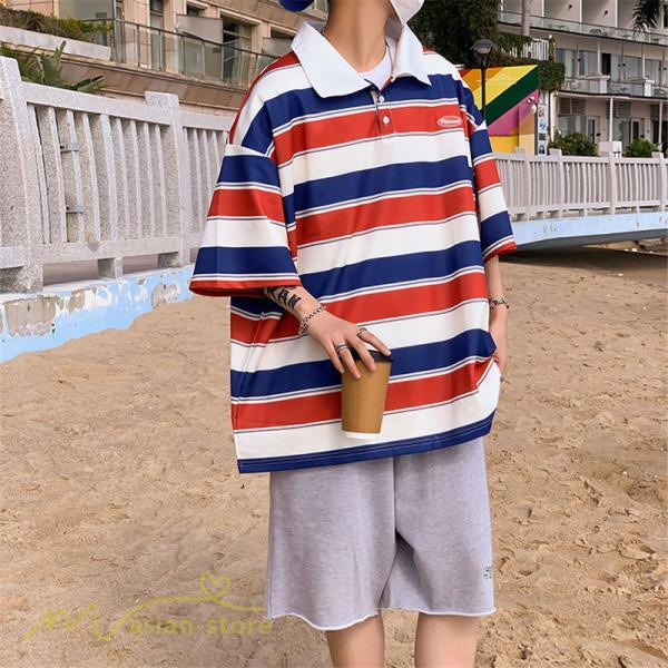 Tシャツ | ポロシャツ メンズ ボーダー 半袖シャツ カットソー メンズゆったり カジュアル 夏新作 おしゃれ ポロ サマーシャツ カッコウイイ 夏 プレゼント 上品