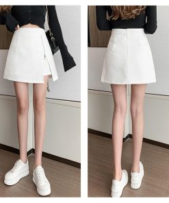 ミニスカート | ハイウエスト 大人可愛い 無地 ボトムス キュロットスカート レディース ショーパン 台形スカート スカート風