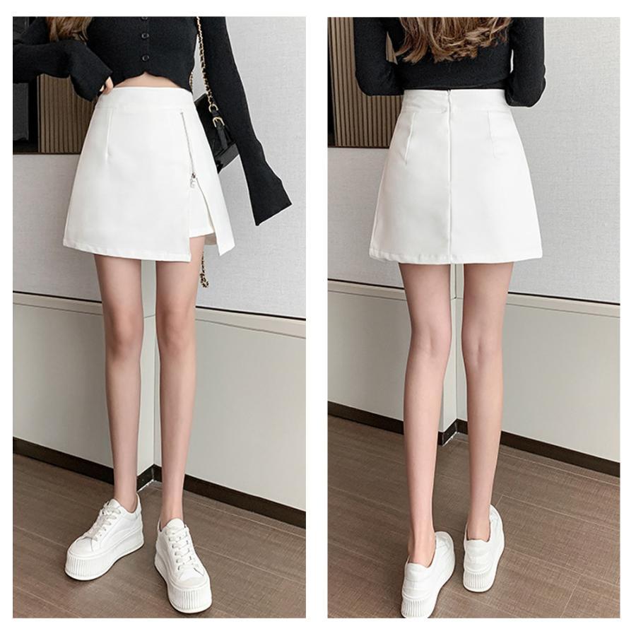 ミニスカート | ハイウエスト 大人可愛い 無地 ボトムス キュロットスカート レディース ショーパン 台形スカート スカート風