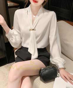 シャツ・ブラウス | ブラウス レディース きれいめ 40代 春秋 上品 無地 ブラウス 長袖 ゆったり オシャレ 韓国風 通勤 着痩せ 50代 フェミニン エレガント 大人 30代 リボン付き