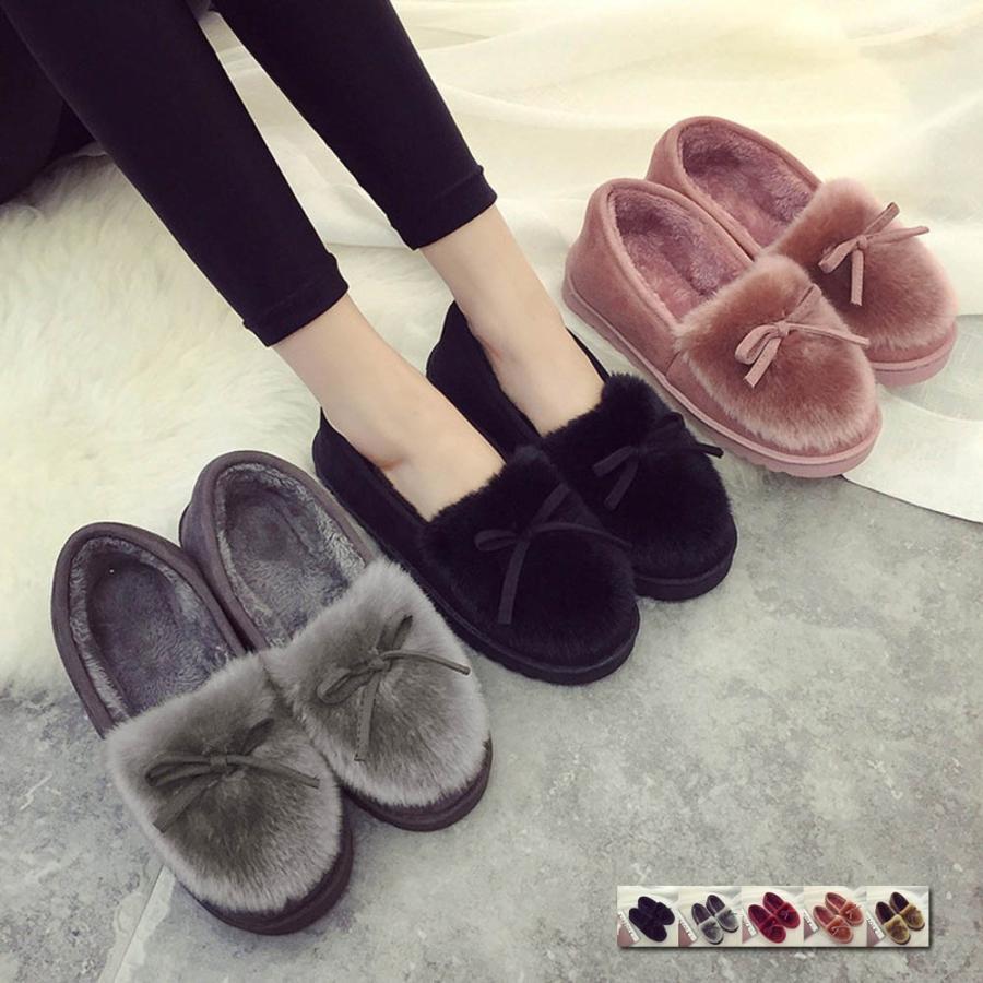 パンプス | 秋冬 レディース 痛くない パンプス ムートン ボア ぺたんこ