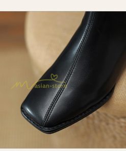 ショートブーツ | ブーツ レディース シューズ 靴 太ヒール チャンキーヒール ブーティー スクエアトゥ 合皮ブーツ COS 後ろファスナー PUブーツ コスプレ くつ