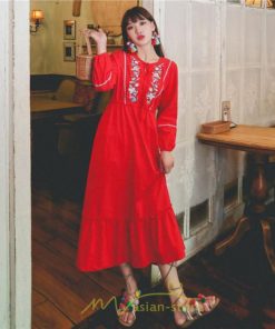 マキシ | ワンピース レディース ロング 夏秋 ゆったり 丸首 ナチュラル フレア ウィメンズ 女性用 同窓会 女子会 普段使い デート カジュアル 人気 Aライン 着やせ