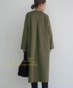 ダウンジャケット コート | コート アウター ノーカラーコート レディース 秋物 羽織り 長袖 ミモレ丈 ロングコート 秋アウター ダブル 無地 ポケット 大人 ゆったり 30代40代