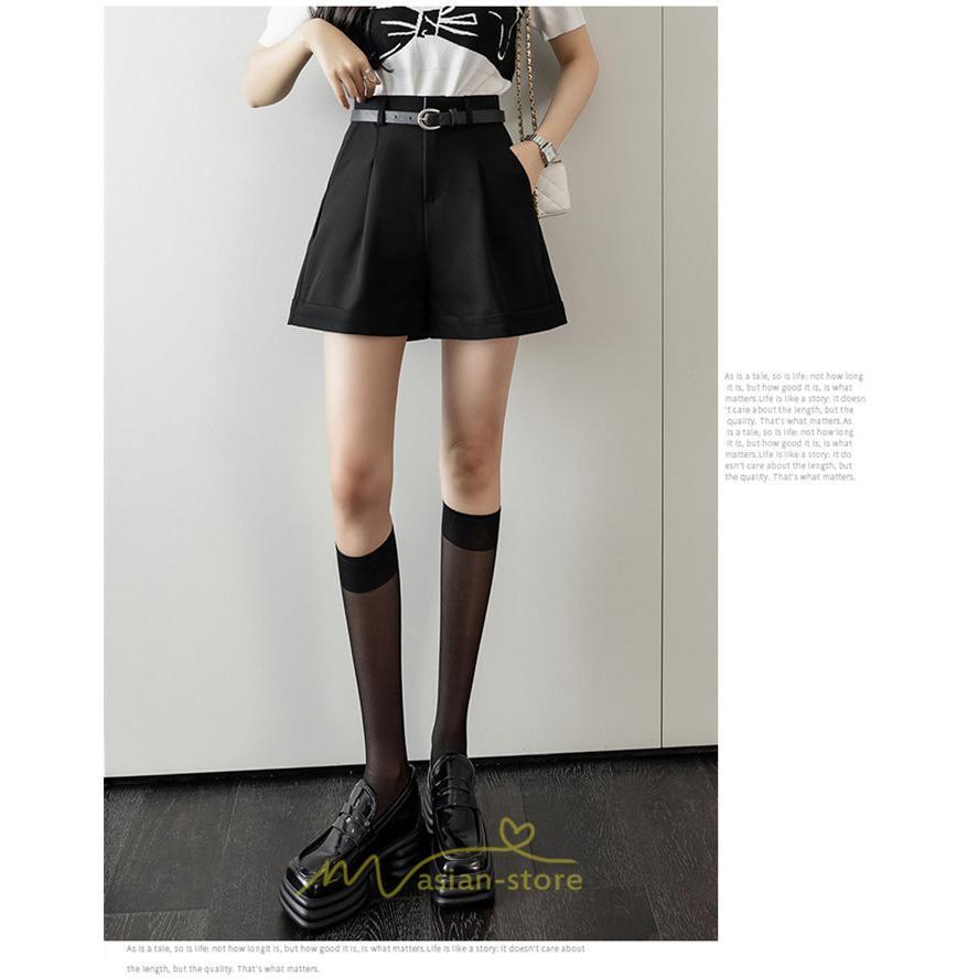 ショートパンツ | パンツ 無地 ベルト 美脚 カジュアル シンプル レディース 春 夏 ベルト付ボトムス お出かけ 日常 ズボン ゆったり 短パン