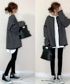 カーディガン | 秋冬 レディース 長袖 アウター 羽織り ツイード ノーカラー ツイードノーカラーゆったり トップス カーディ 楽チン