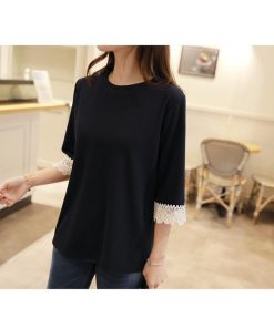 ｔシャツ・カットソー | トップス レディースTシャツ 大きいサイズ ゆったり シャツ 春夏 カジュアル 20代 30代 ビックティーシャツ カットソーTシャツ 丸首 7分袖 トレンド レース