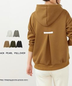 パーカー | バックパール プルオーバー 長袖 バックタック トレーナー レディース フェイクパール ゆったり フード付き 裏起毛 防風 厚手 防寒 秋冬 あったか