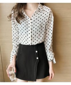 在庫ある | 短納期シフォンブラウスレディース ドットシャツ ビジネスブラウストップス オフィスフォーマルシャツブラウス 薄手 春夏衣装 通学通勤 着痩せ リボン OL