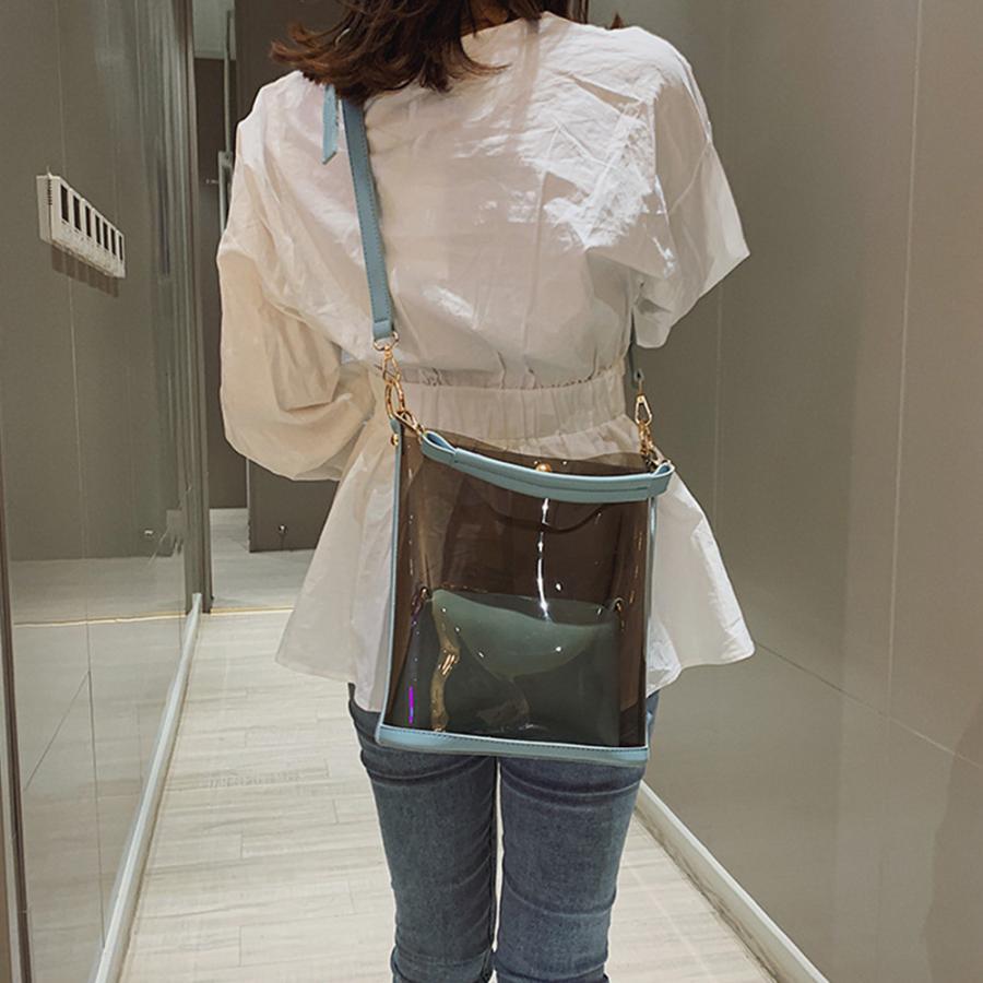 ショルダーバッグ | トートバッグ 斜めがけバッグ 2点セット ポーチ付き レディース クリアバッグ おしゃれ ビニールバッグ 大容量