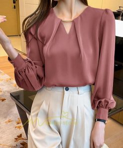 シャツ・ブラウス | ブラウス レディース きれいめ 40代 春夏秋新作 オシャレシフォンブラウス Vネックシャツ パフスリーブ 長袖トップス 通勤OL 大人 シャツ30代 ゆったり 50代