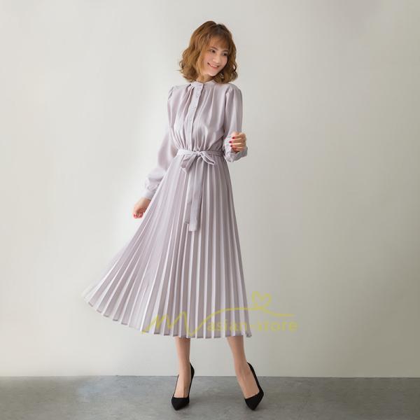 マキシ | プリーツワンピース ワンピース レディース ロングワンピース ミモレ丈 秋物 長袖 長袖ワンピース お呼ばれワンピース 大人 揺れる 二次会 シャツワンピース