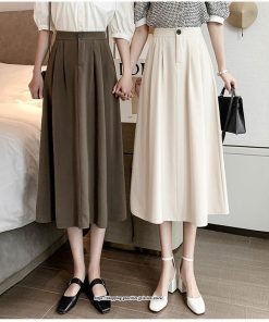 スカート | ロングAラインミモレ丈 フリル高見え ハイウエスト 秋冬 無地 ゆったり キレイめ 通勤 お出かけ デート 通学 着痩せ