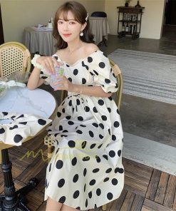 マキシ | ワンピース レディース チュニック 半袖 楽ちん 大きいサイズ 体型カバー ドット柄 カジュアル お出かけ ファッション 着痩せ 20代30代40代 エレガント 夏物