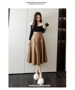 スカート | ロングレザーフレアAライン秋 冬 レディース ロング丈 着痩せ 20代 30代 40代 2022年 50代 送料無料