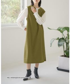 マキシ | ベストワンピース ラシャベスト ラシャワンピース ロング丈 ノースリーブ 袖なし レディース ロングベスト ワンピース 無地 大人 ラシャ スリット ポケット