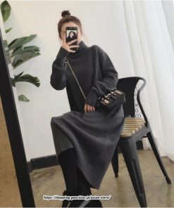 マキシ | ワンピース タートルニットワンピース ハイネック ロングワンピース 暖か フレア ロング マキシ丈 長袖 無地 マタニティ 厚手 暖か 冬 秋 30代 20代 40代 50代