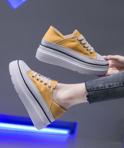 スニーカー | 厚底シューズ キャンバス厚底レディース レースアップ ラウンドトゥ 滑り止めソール ウォーキングシューズ スニーカー スポーツ