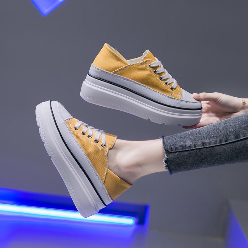 スニーカー | 厚底シューズ キャンバス厚底レディース レースアップ ラウンドトゥ 滑り止めソール ウォーキングシューズ スニーカー スポーツ