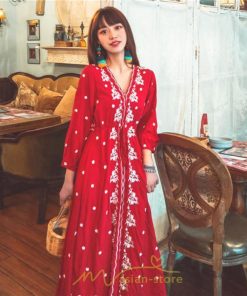 マキシ | ワンピース 七分袖 春夏秋 ロング丈 コットン 大人可愛い  ゆったり 柔らかい シンプル カジュアル ナチュラル 旅行 Aライン エスニック 着痩せ 刺繍 リゾート