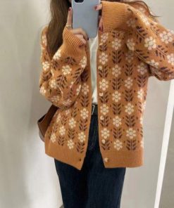 ニット・セーター | 花柄 ジャガードカーディガンレディース