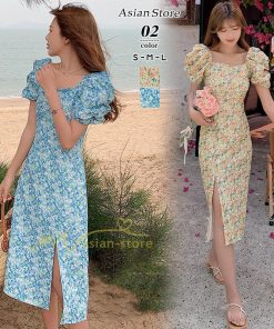 マキシ | ワンピース レディース 花柄ワンピース キレイめ 夏 半袖 ワンピ 花柄 ロング丈ワンピ オシャレ 着痩せ 通勤 エレガント スリット カジュアル 20代30代40代 上品