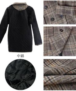トレンチコート | レディース ラシャコート 暖かいアウター ゆったり テーラードジャケット冬物 通勤通学 グレンチェック 中綿入り チェックコート